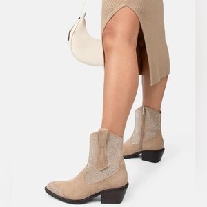 Poelman- Abby Cowboy/biker ankle boot - medium beiges 7.5/Euro 38